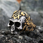 Vintage Templar Masonic Skull Rings For Men 316L Stainless Steel Freemason AG Signet Ring Punk Biker Fashion Jewelry Party Gifts