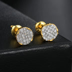 Iced Out Zircon Screw Stud Earrings — Gold