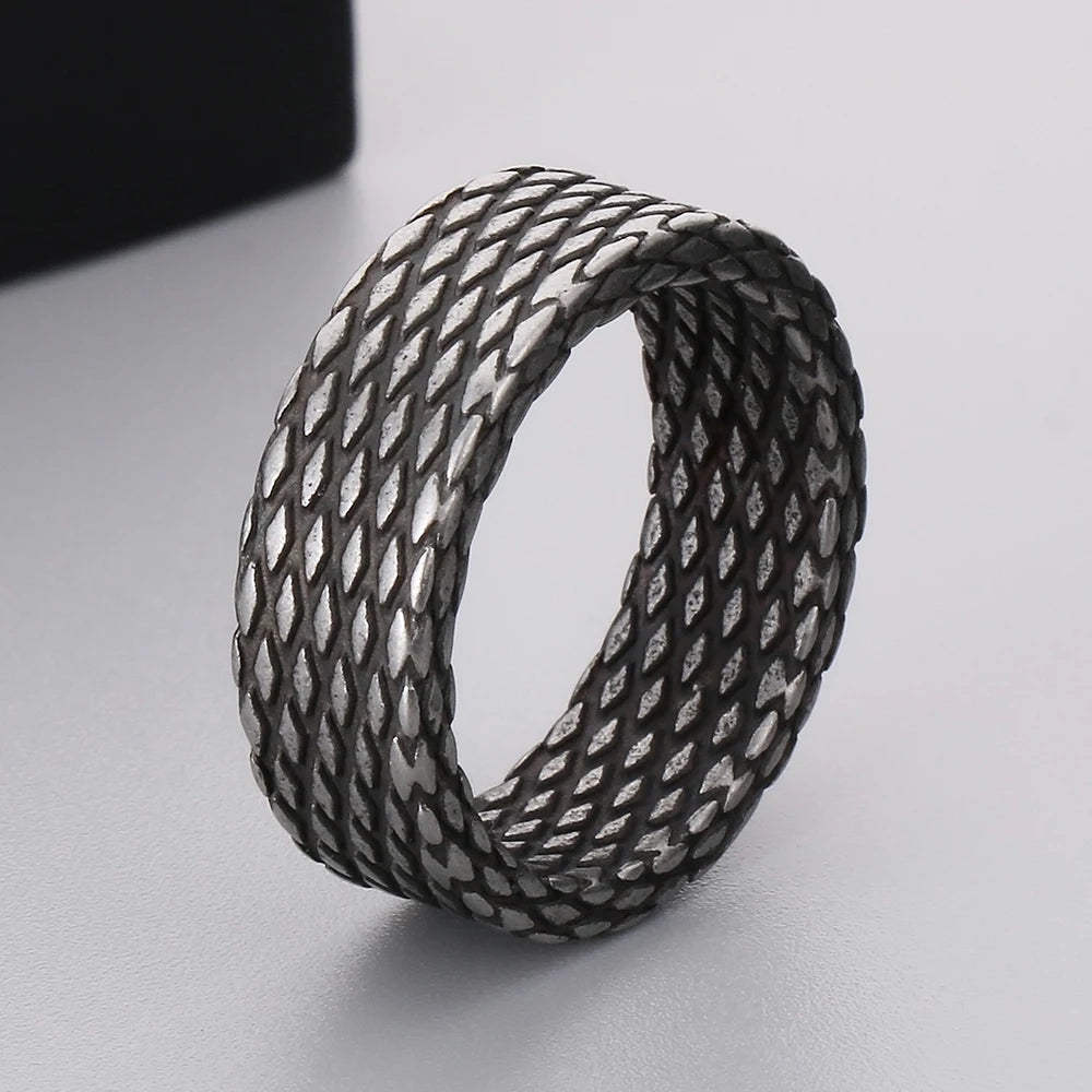 Distressed Diamond Pattern Style Stainless Steel Rings for Man Mens Rings Vintage Birthday Jewelry Gifts for Him 3