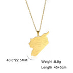 Cazador Stainless Steel Syria Map Pendant Necklace Country City Geography Chain Necklaces for Women Men Jewelry Gift Wholesale