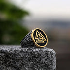 Creative Vintage Stainless Steel Viking Valknut Ring Men Boy Nordic Irish Celtics Knot Ring Biker Amulet Jewelry Gift Rings
