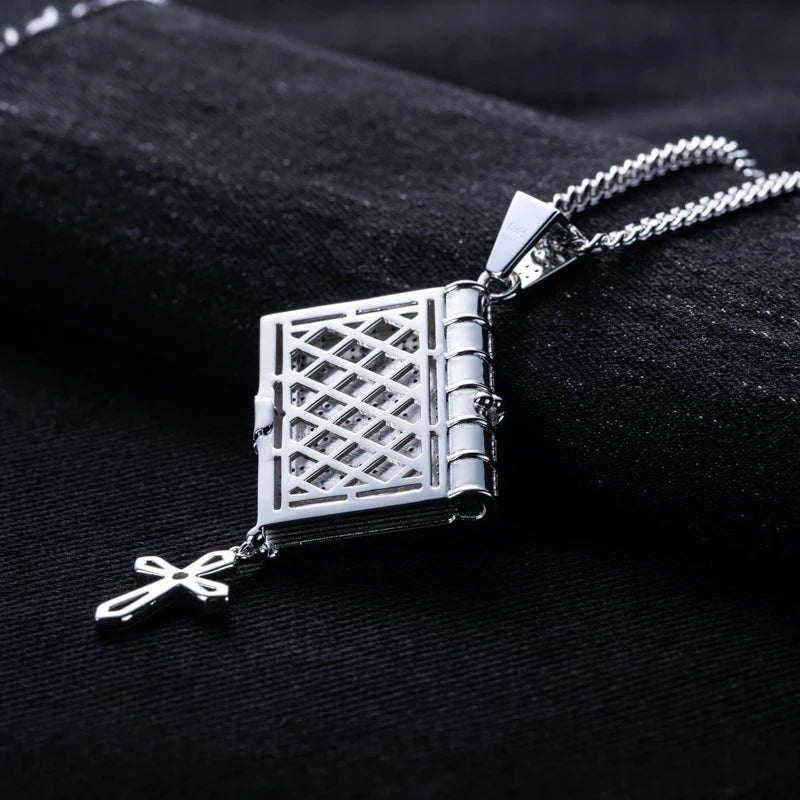 Iced Out Bible Cross Pendant — 925 Silver