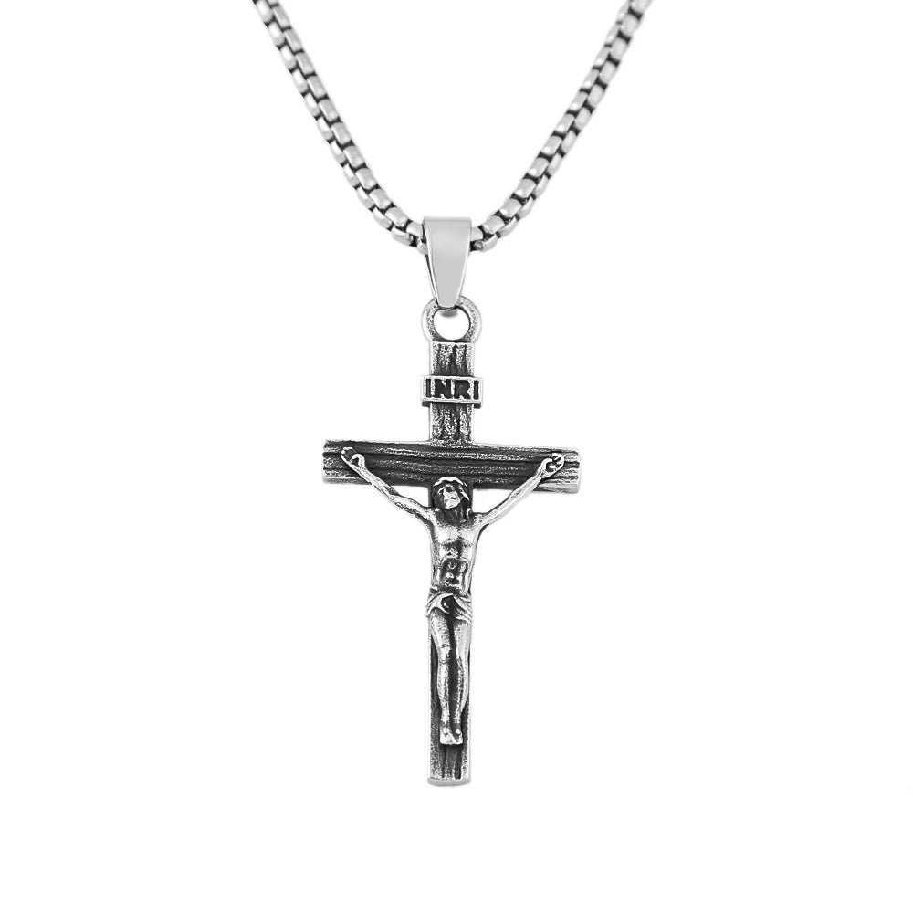 Cross Jesus Steel Pendant Vintage 316L Orthodox