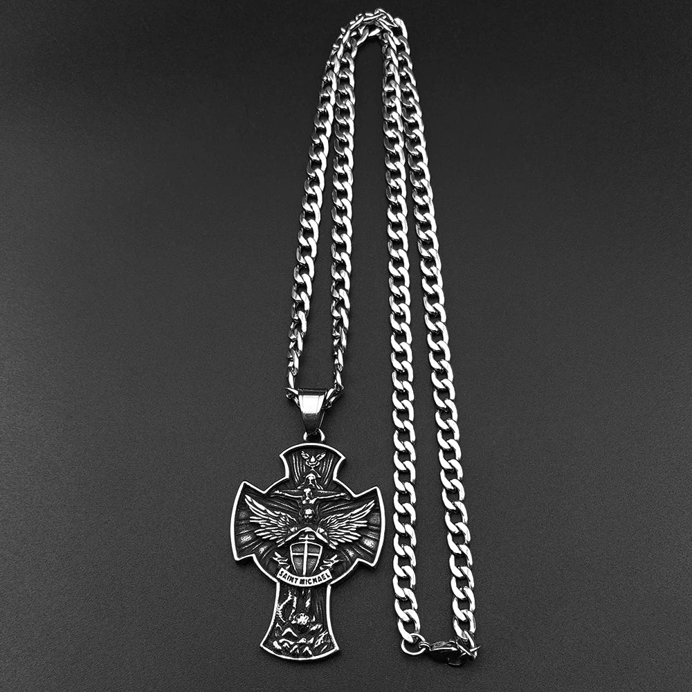 Archangel Michael Wings Pendant — Stainless Steel