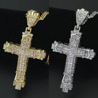 Rhinestone Christian Cross Pendant — Silver