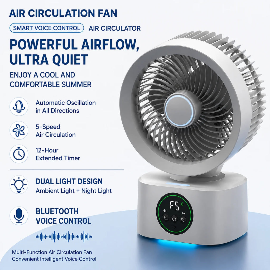 Portable Wall-Hanging Fan With Remote Control Smart Voice Rechargeable USB Household Electric Folding Fan Nightlight