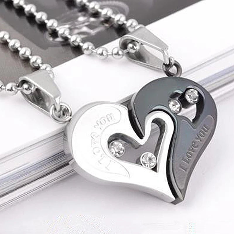 Iced Out Heart Pendant Necklace Stainless Steel