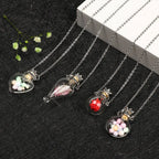 Openable Water Drop Heart Steel Chain Perfume Vial Necklace Wishing Bottle Pendant Essential Oil Diffuser Memorial Jewelry Gifts