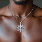 Iced Out Snowflake Pendant — 14K Gold