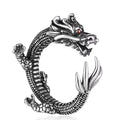 Buyee 925 Sterling Silver Unique Male Ring Finger for Women Men Fashion Chinese Dragon Animal Rock Punk Fine Jewelry