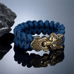 Viking Wolf Paracord Bracelet — Norse Runes, Steel Clasp