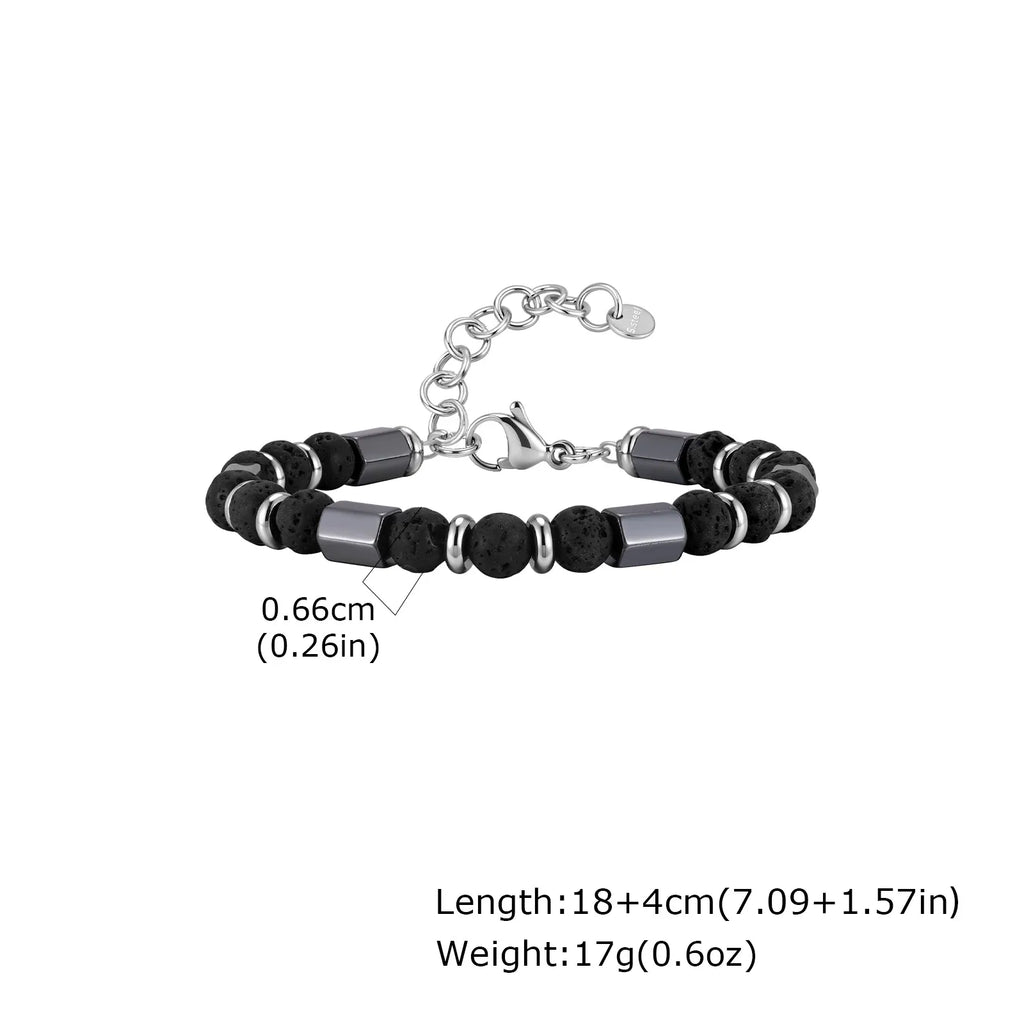 Hip Hop Men's Bracelet,Stainless Steel Adjustable Tiger Eye Stone Metal Beaded Bracelet,Party Birthday Gift for Him