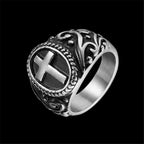 Polishing Cross Biker Punk Ring — Stainless Steel