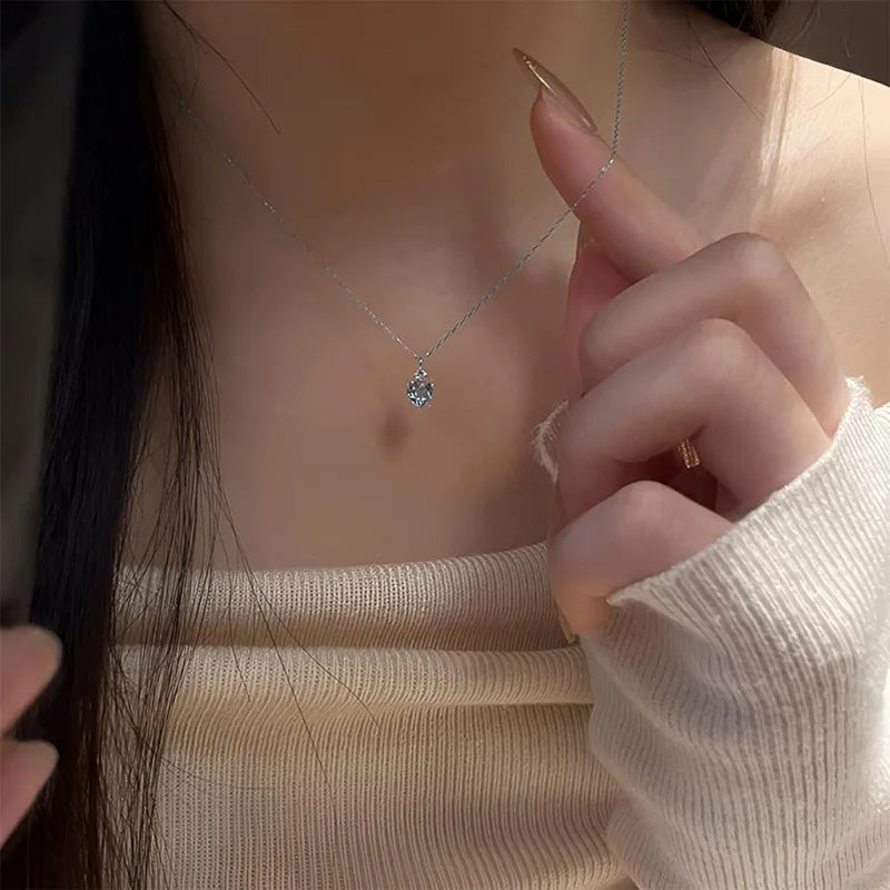 Blue Tears Heart Crystal Pendant Necklace