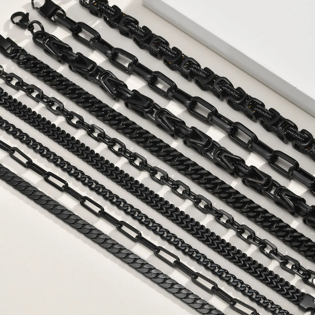 Black Byzantine Braided Bracelet — Stainless Steel