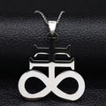 Cross Silver Pendant Satan Church Symbol Kolye