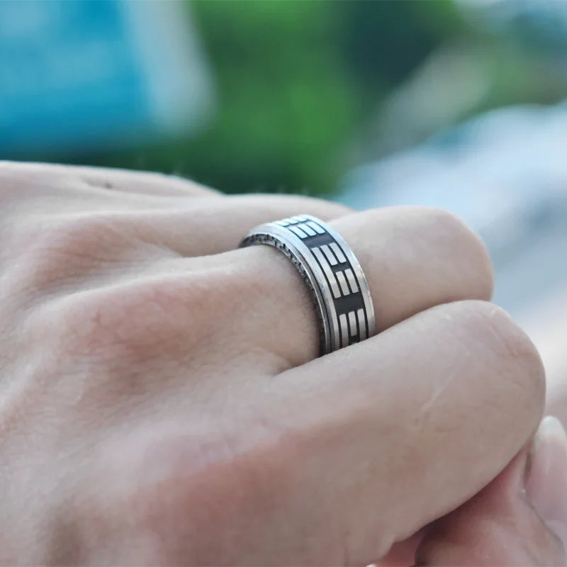 Stainless Steel Tai Chi Spinner Ring Statement