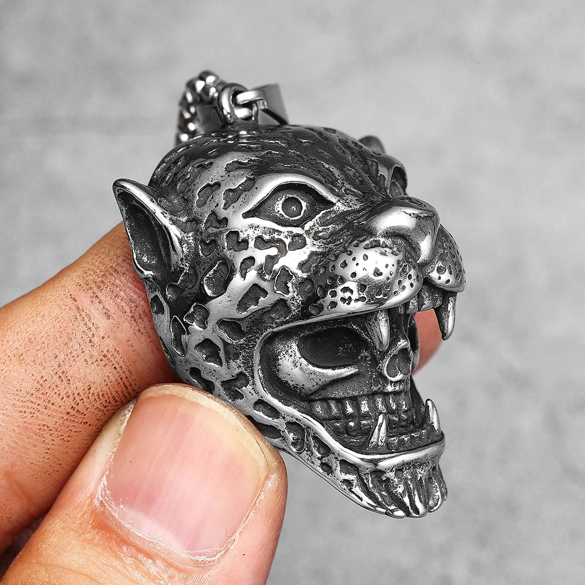 Jungle Jaguar Hunter Stylish Men Necklace with Pendant Stainless Steel Jewelry for Male Women Punk Hip Hop Accessories Gifts
