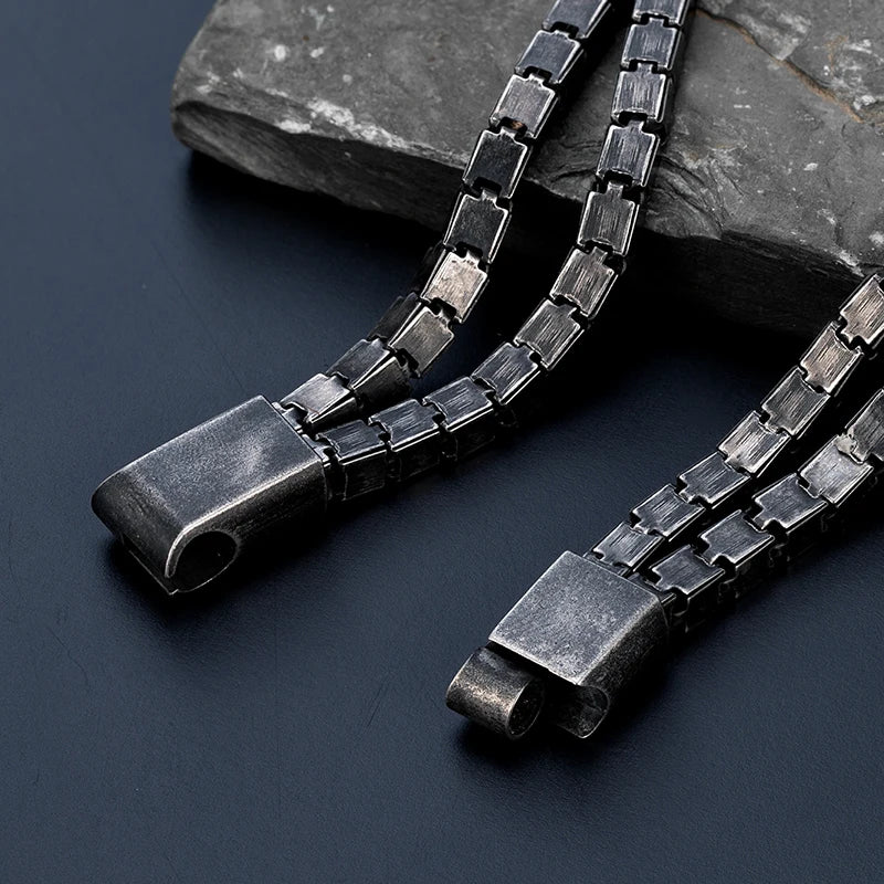 Punk Trendy Motorcycle Men's and Women's Chain Bracelet Retro Black Stainless Steel Bracelet Magnetic Buckle For boyfriend Ｇifts