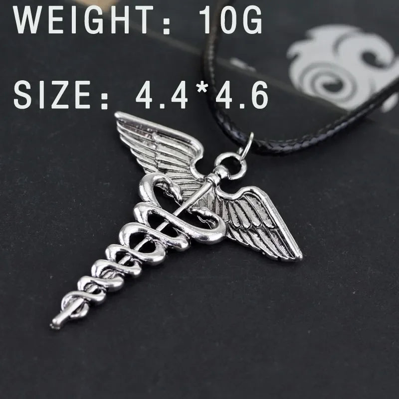 Percy Jackson Necklace Angle Wings Snake Ouroboros Magic Wand Caduceus Asclepius Pendant New Emergency Medical Jewelry