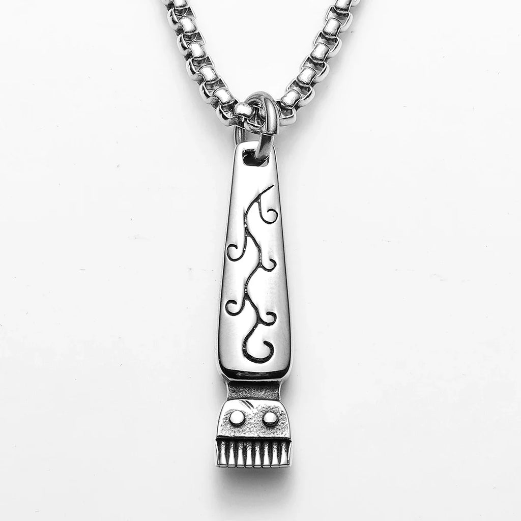 Barber Shaver Pendant Necklace Stainless Steel
