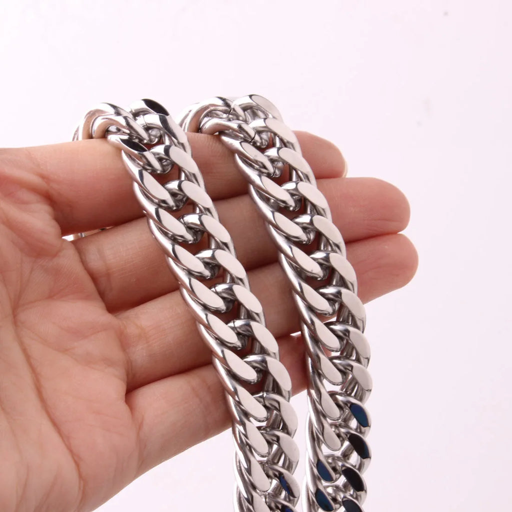 Silver Cuban Link Necklace 8-18mm — Silver