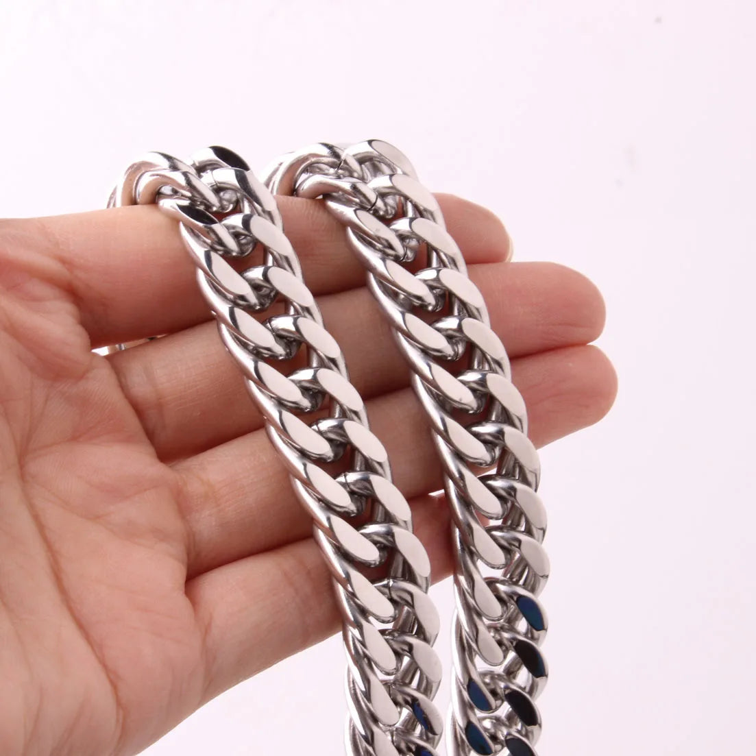 Silver Cuban Link Necklace 8-18mm — Silver
