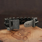 Skull Leather Bracelet Black — 316L Stainless Steel
