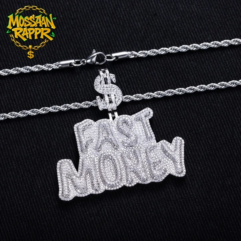 Iced Out Letter Pendant — 14K Gold