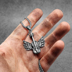 Angel Wings Violin Pendant Necklace Stainless Steel