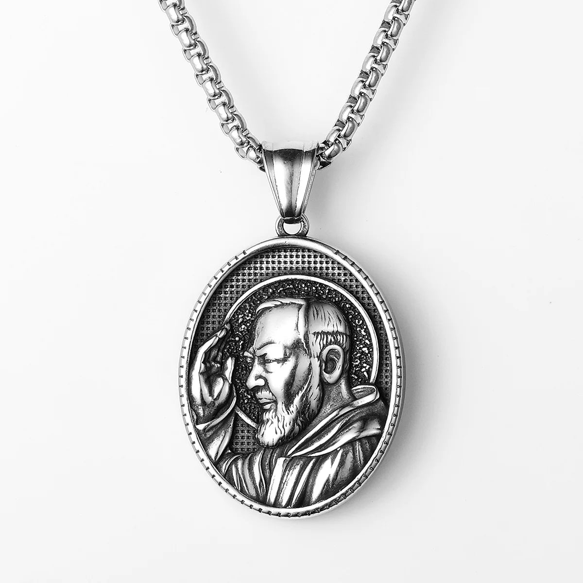 Padre Pio Pendant Necklace — Stainless Steel