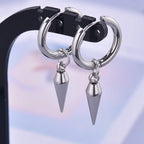 Spike Cone Drop Huggie Hoop Earrings for Men — Stainless Steel