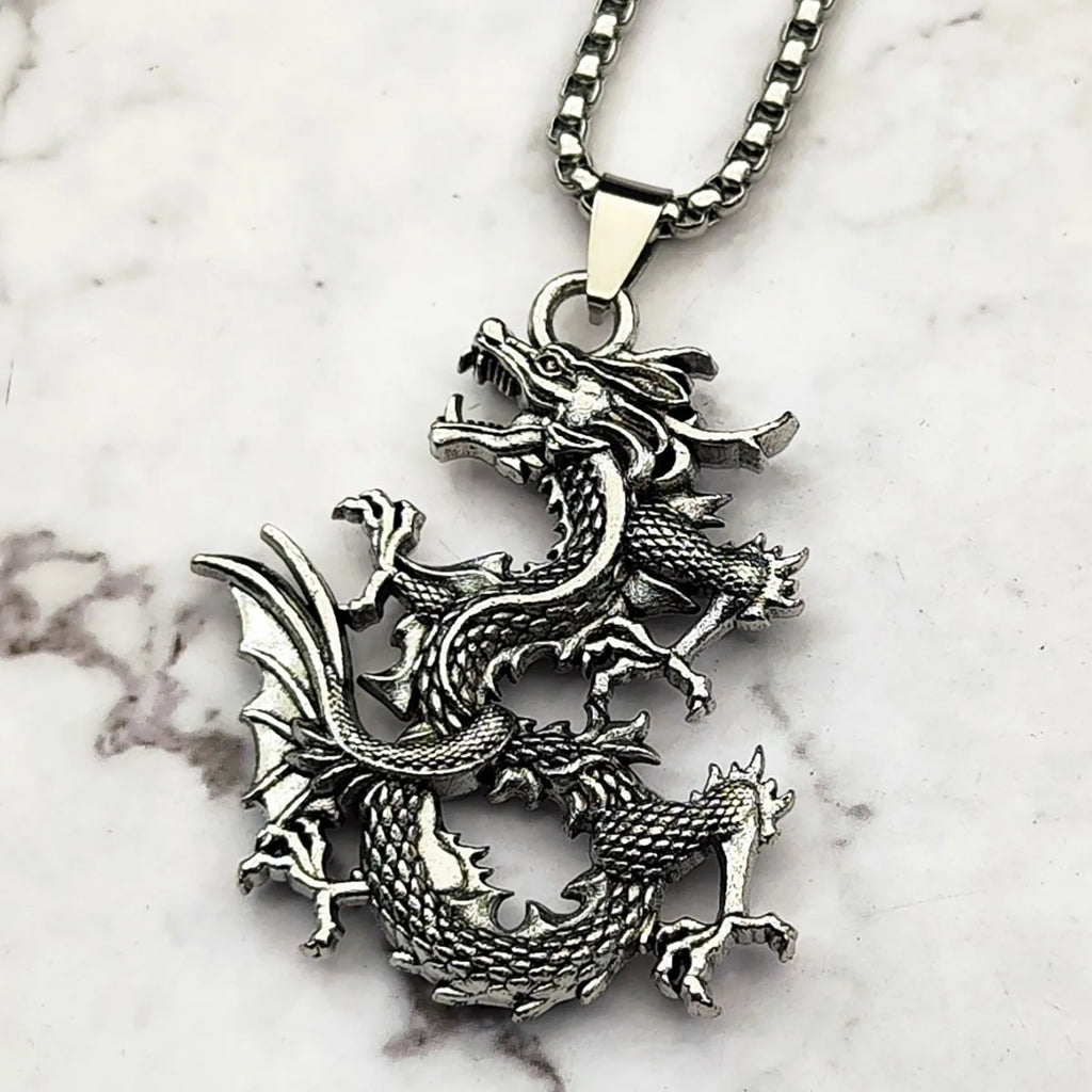 Dragon Zodiac Steel Pendant Chinese Style Retro