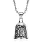 Pirate Skull Moto Bell Pendant Necklace — Gothic Motorcycle Rider