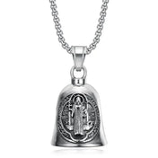 Pirate Skull Moto Bell Pendant Necklace — Gothic Motorcycle Rider