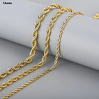 1 piece Gold Black silver Width 2mm/3mm/4mm Rope Chain Necklace/Bracelet For Men Women Man Fashion Chain Necklace