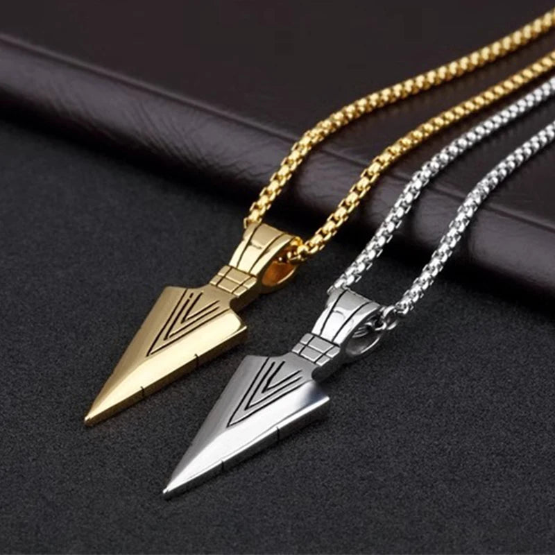 ZAKOL Hiphop Brazil Spearhead Arrows Stainless Steel Pendant Necklaces For Men Boys Cuba Metal Clavicle Chain Choker Jewelry