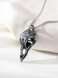 Gothic Crow Skull Pendant Necklace
