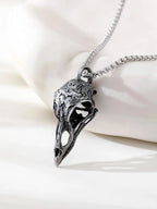 Gothic Crow Skull Pendant Necklace