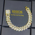 14mm Hip Hop Iced Out Cuban Link Bracelet Bling 5A Cubic Zirconia Miami Prong Bracelets Fashion Jewelry Gift for Men Women