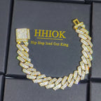 14mm Hip Hop Iced Out Cuban Link Bracelet Bling 5A Cubic Zirconia Miami Prong Bracelets Fashion Jewelry Gift for Men Women