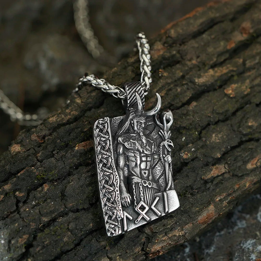 Viking Rune Valknut Pendant Necklace — Stainless Steel