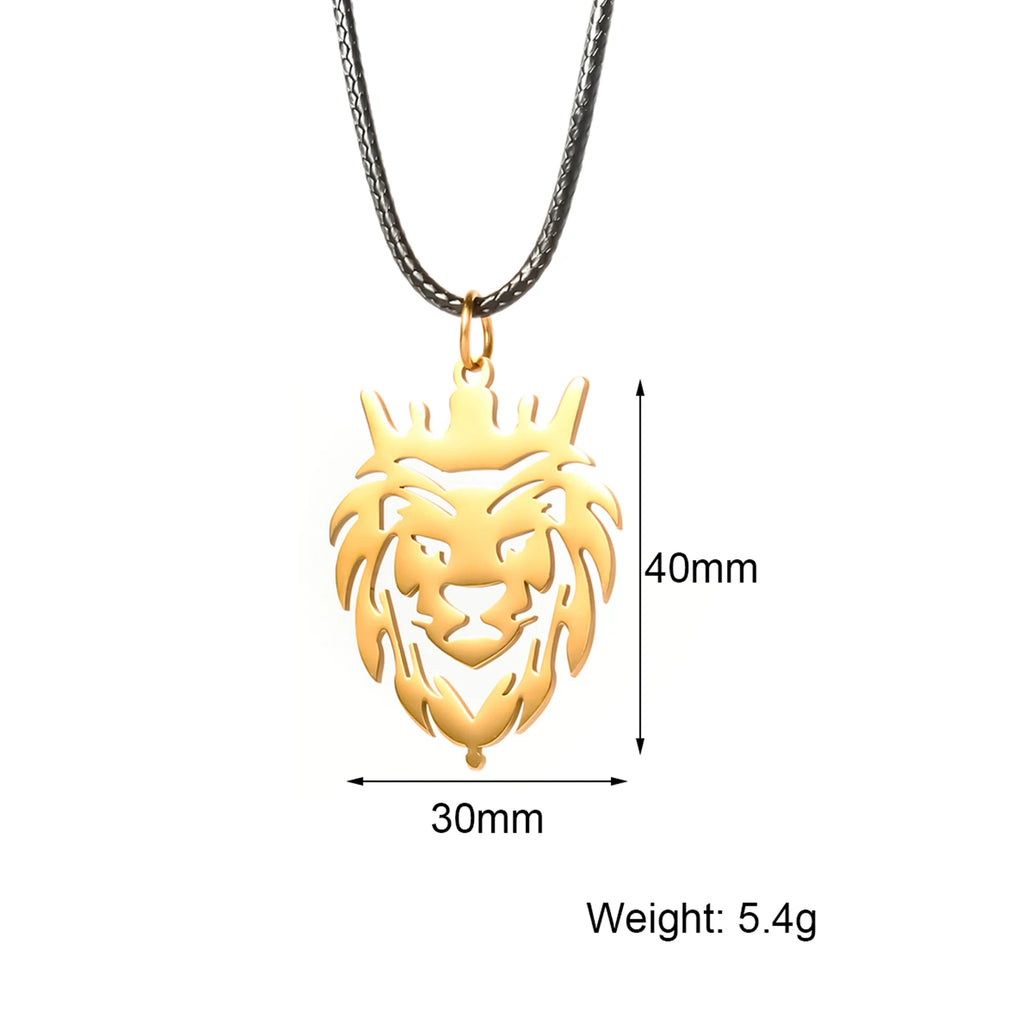 Polishing Stainless Steel Hollow Crown Lion King Pendant Necklace Fashion Cool Rock Party Motorcycle Jewelry for Men