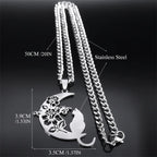 Wicca Moon Cat Pendant — Stainless Steel