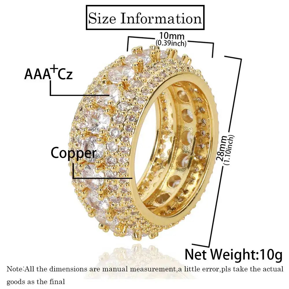 Cuban Ring Iced Out Stainless Steel 5-Row
