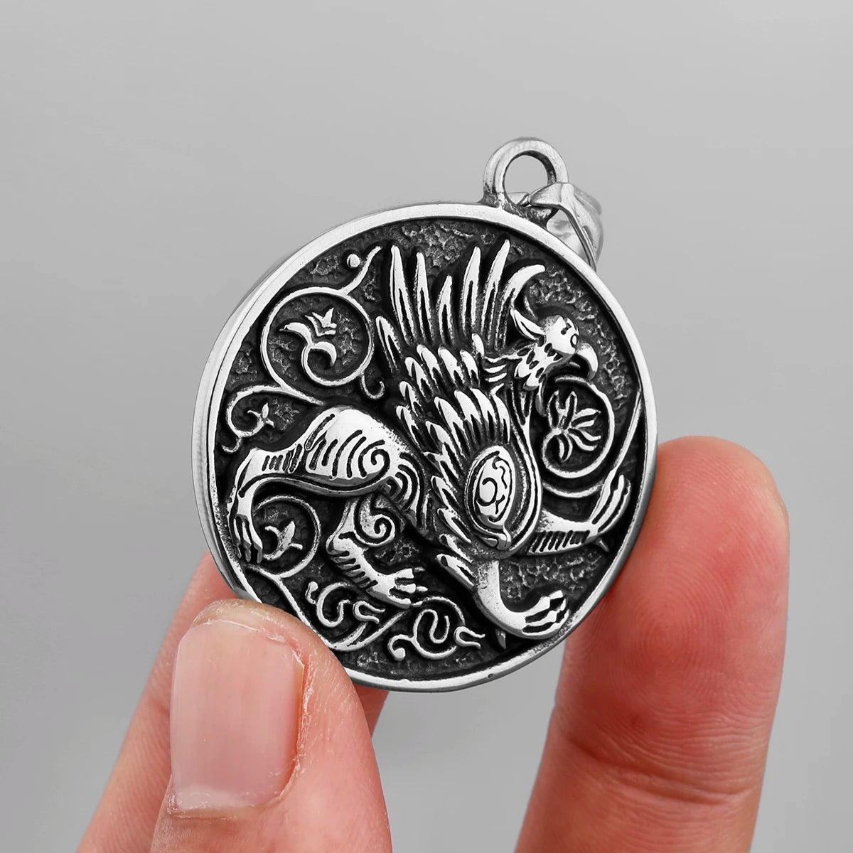 Stainless Steel Sweater Chain Greek Mythology Griffin Amulet Pendant Men's Necklace Retro Totem Necklace Jewelry Wholesale