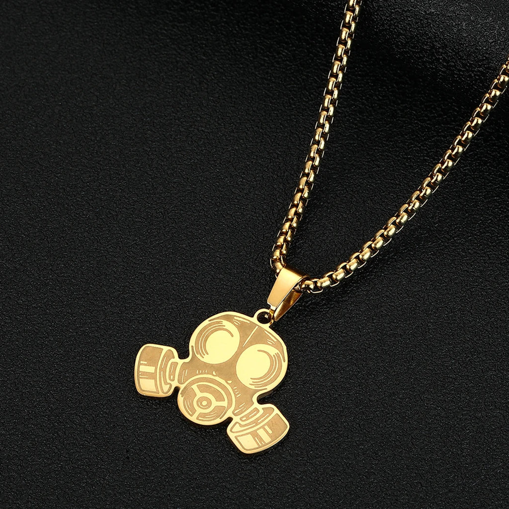 Todorova Stainless Steel Gas Mask Pendant Necklace For Women Men Punk Viking Medallion Neck Chain Charm Trendy Jewelry Gift