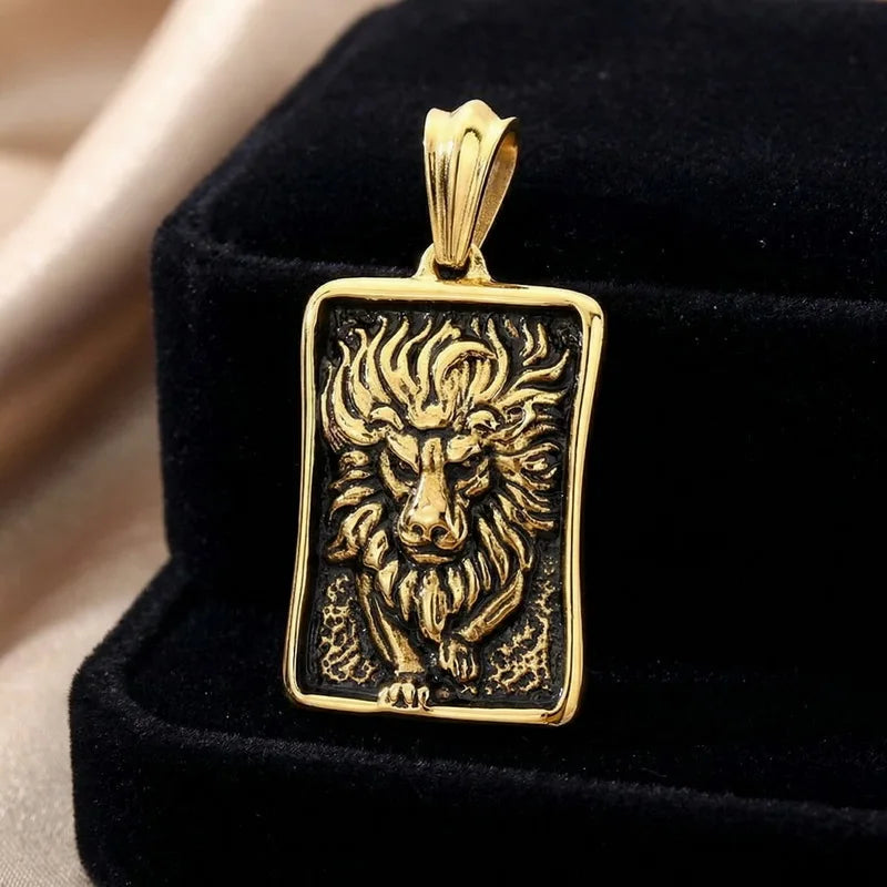 Daring Retro Lion Pendant Necklace For Men Punk Hip Hop Motorcycle Accessories Fashion Jewelry Halloween Gifts