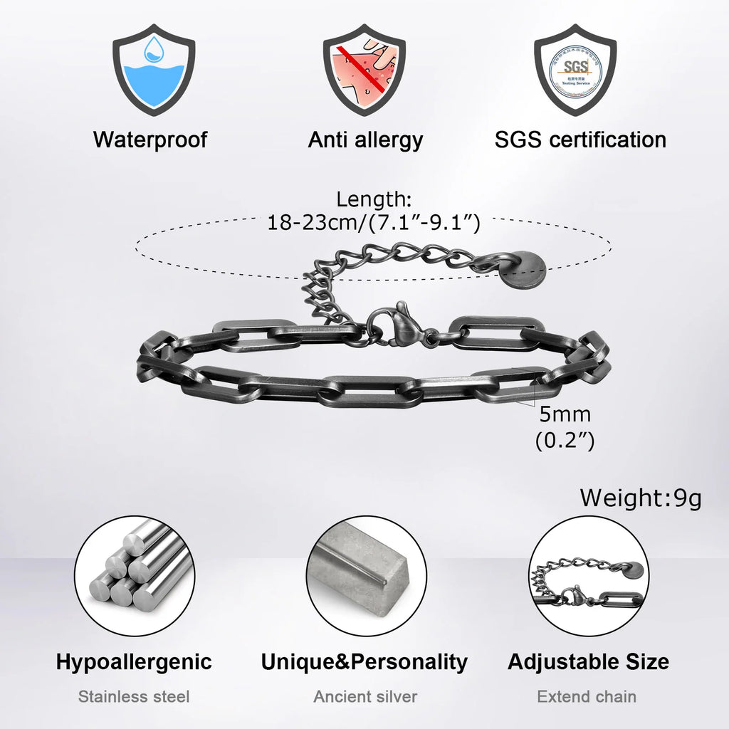 Paperclip Chain Bracelet 5mm — Stainless