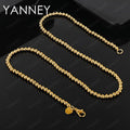 18K Gold Plated Delicate Glossy Bead Necklace for Men and Women, Fashionable Party Gift Jewelry Accessories